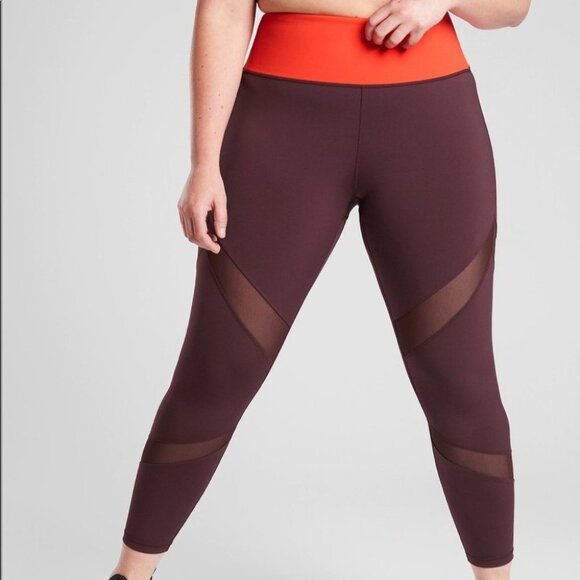 Athleta Leggings Size Extra Small XS Burgundy Red Tenacity 7/8 Tight Powerlift - Picture 8 of 14